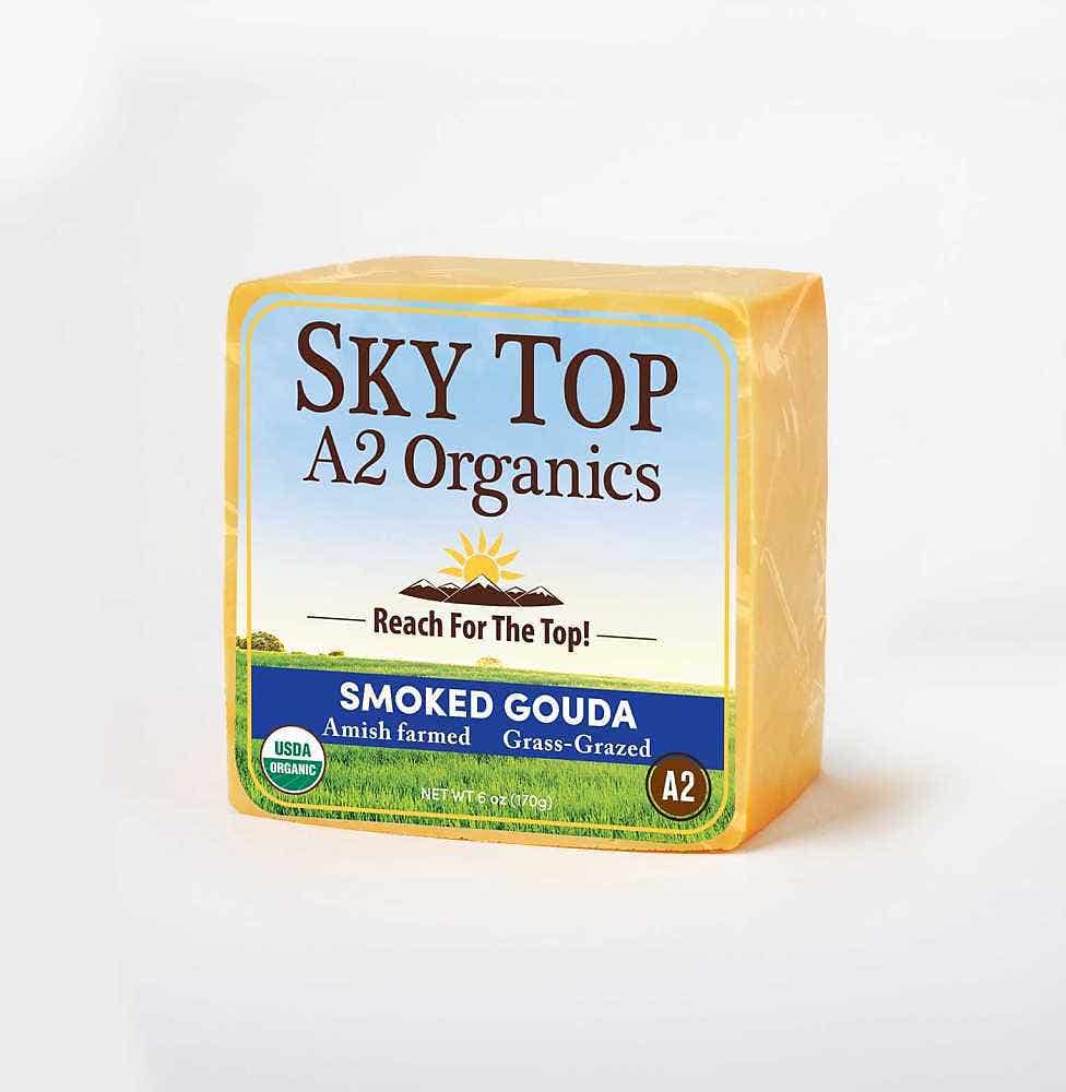 Wholesale Sky Top Organics Smoked Gouda Cheese Block 6 Oz- Bulk