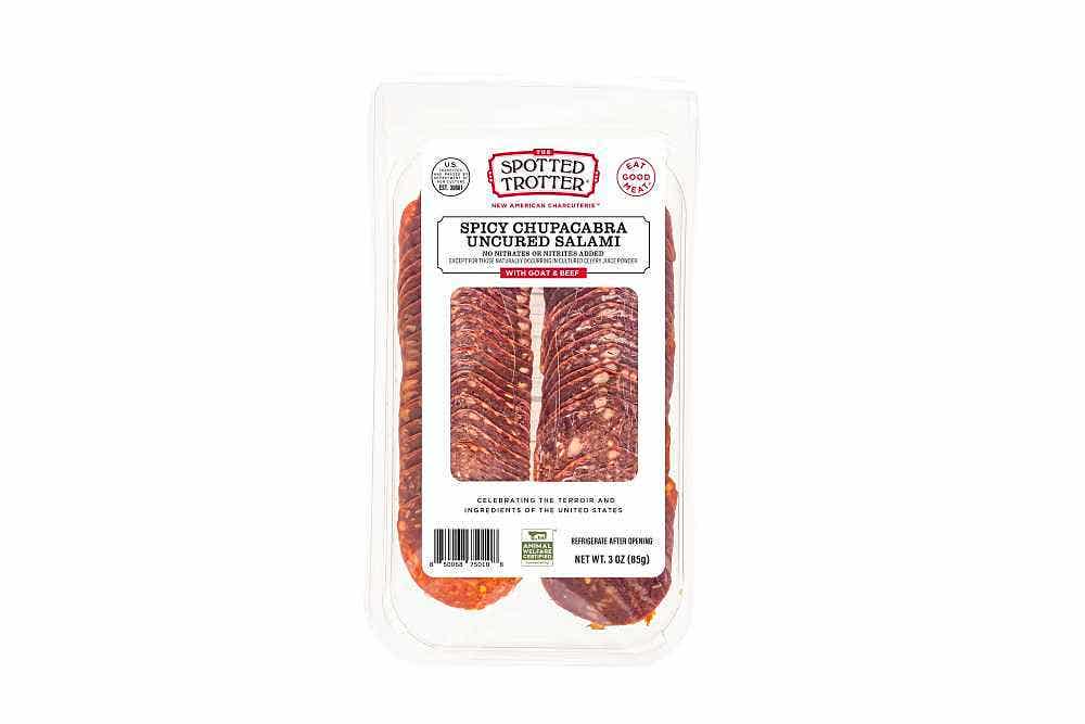 Wholesale Spotted Trotter Spicy Chupacabra Uncured Salami With Goat & Beef Sliced 3 Oz- Bulk