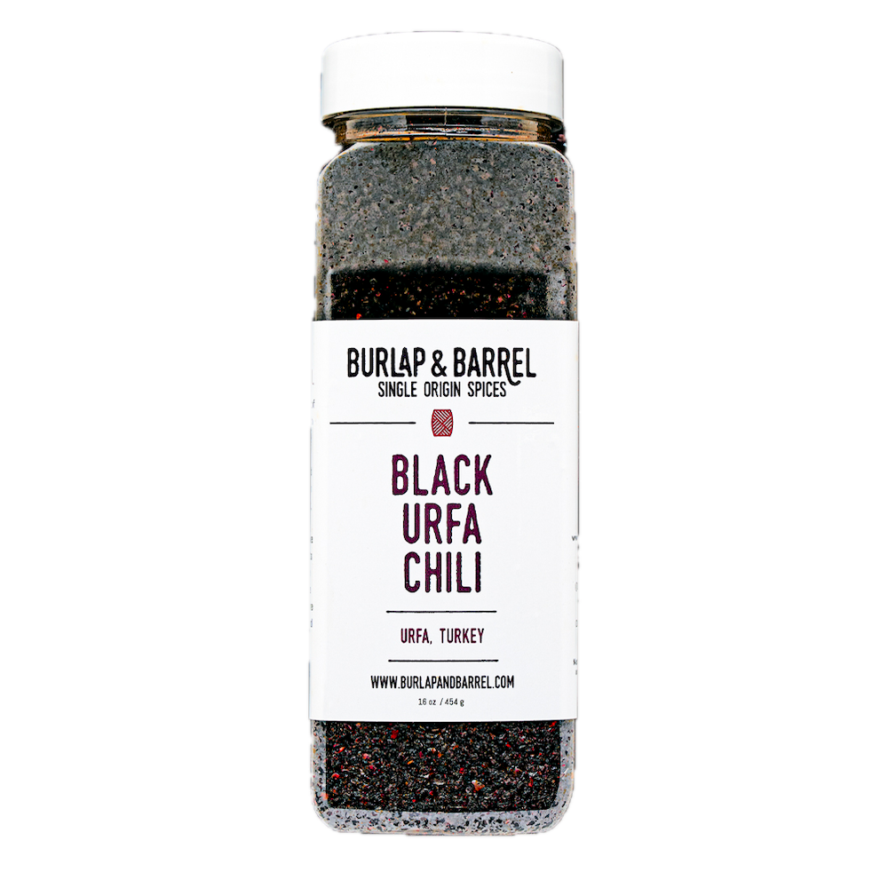 Wholesale Burlap & Barrel Black Urfa Chili Flakes 16oz- Bulk