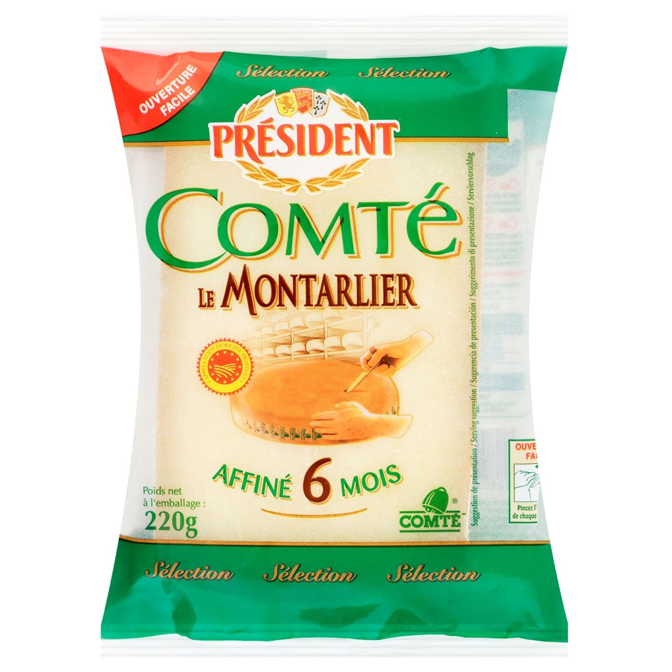 Wholesale President Comte Cheese 45% 220G- Bulk