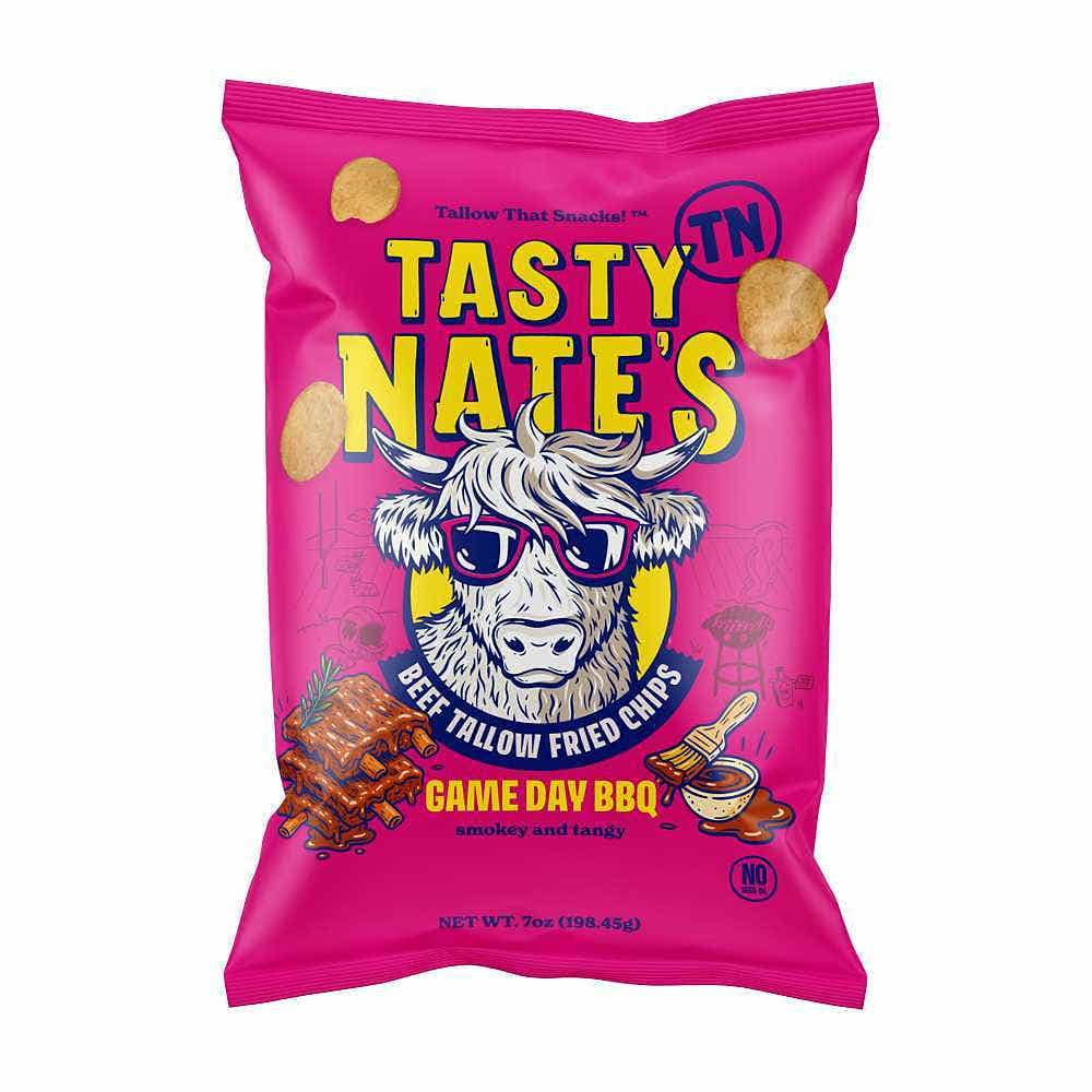 Wholesale Tasty Nates Game Day BBQ Beef Tallow Fried Chips 7 Oz- Bulk
