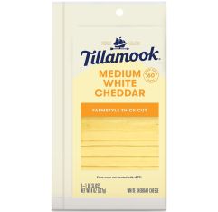 Wholesale Tillamook Medium White Cheddar Sliced 8 Oz- Bulk