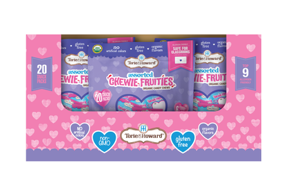 Wholesale Torie & Howard Organic Chewie Fruities® Valentine Candy Assorted Original & Sour Flavors 8.46oz- Bulk