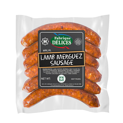 Wholesale Fabrique Delices Lamb Merguez Sausage Halal Certified .75lb- Bulk