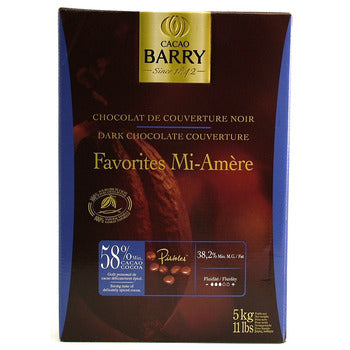 Wholesale Cacao Barry 58% Dark Chocolate Couverture Favorites Mi-Amere 5kg- Bulk