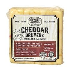 Wholesale Wood River Creamery Peppercorn And Roasted Red Pepper Cheddar Cuts 8 Oz- Bulk
