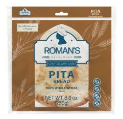 Wholesale Roman's Bakehouse Whole Wheat Pita Bread Vegan 250 g- Bulk
