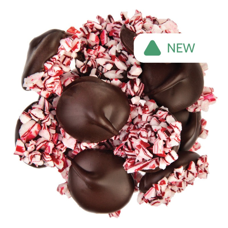 Wholesale BOX N CASE DARK CHOCOLATE NONPAREILS WITH CRUSHED PEPPERMINT- Bulk