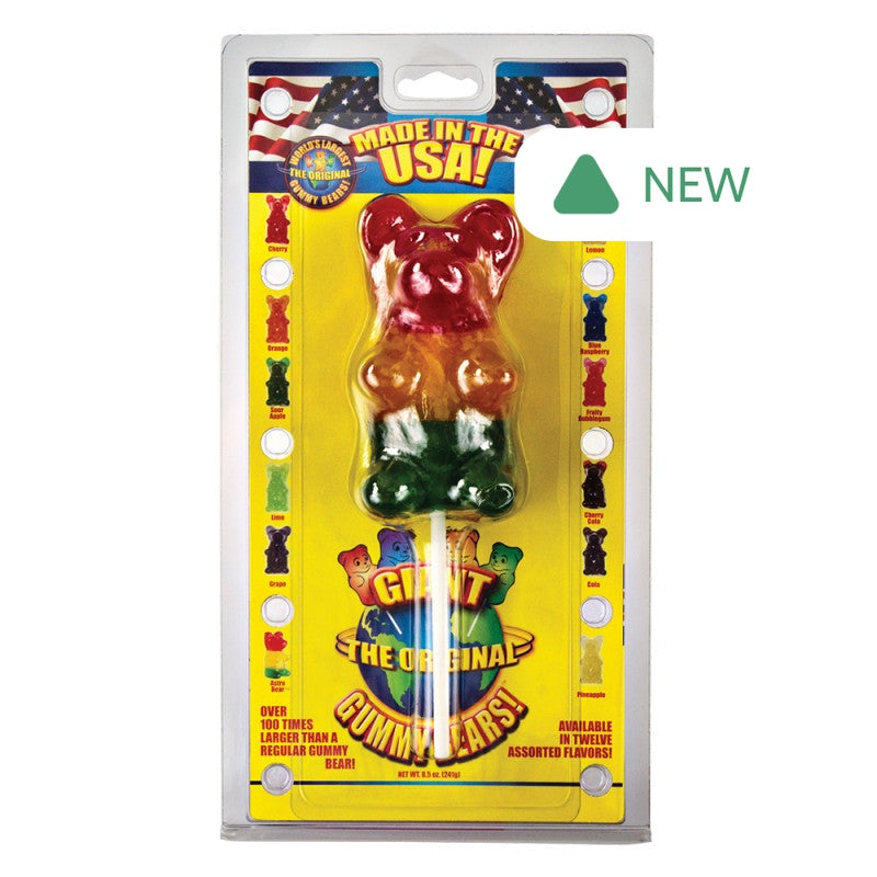 Wholesale Giant Rainbow Gummy Bear On A Stick 8 Oz- Bulk