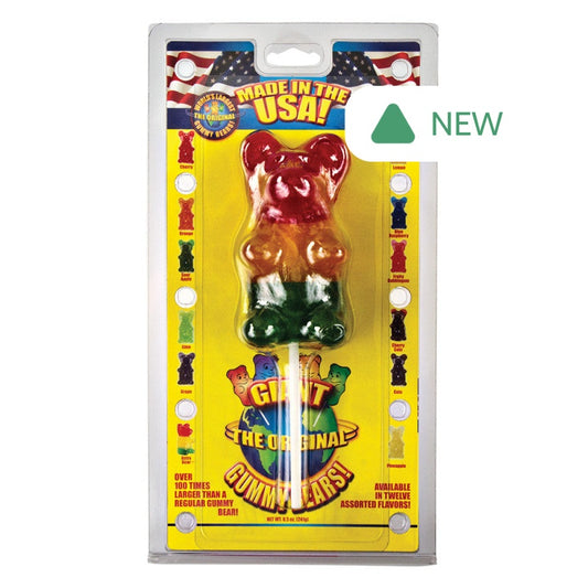Wholesale Giant Rainbow Gummy Bear On A Stick 8 Oz- Bulk