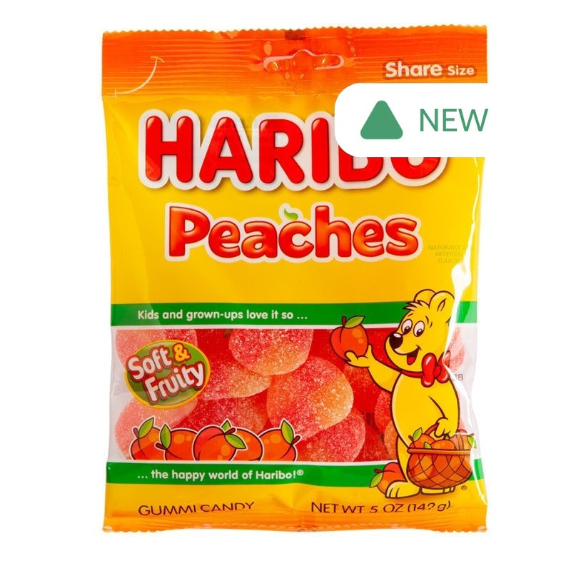 Wholesale Haribo Peaches Gummi Candy 5 Oz Peg Bag- Bulk