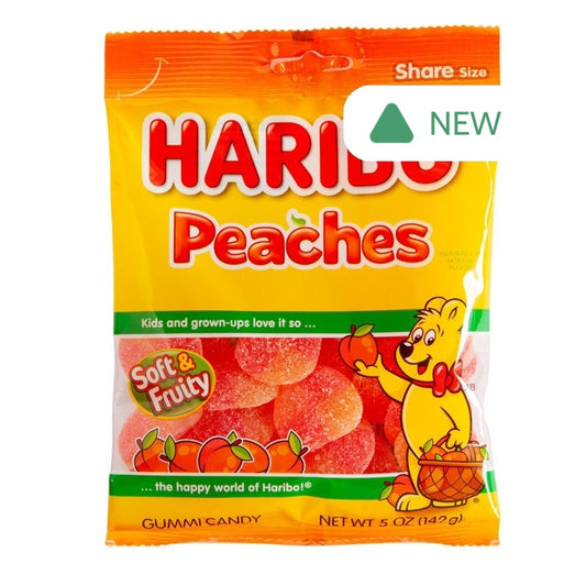 Wholesale Haribo Peaches Gummi Candy 5 Oz Peg Bag- Bulk