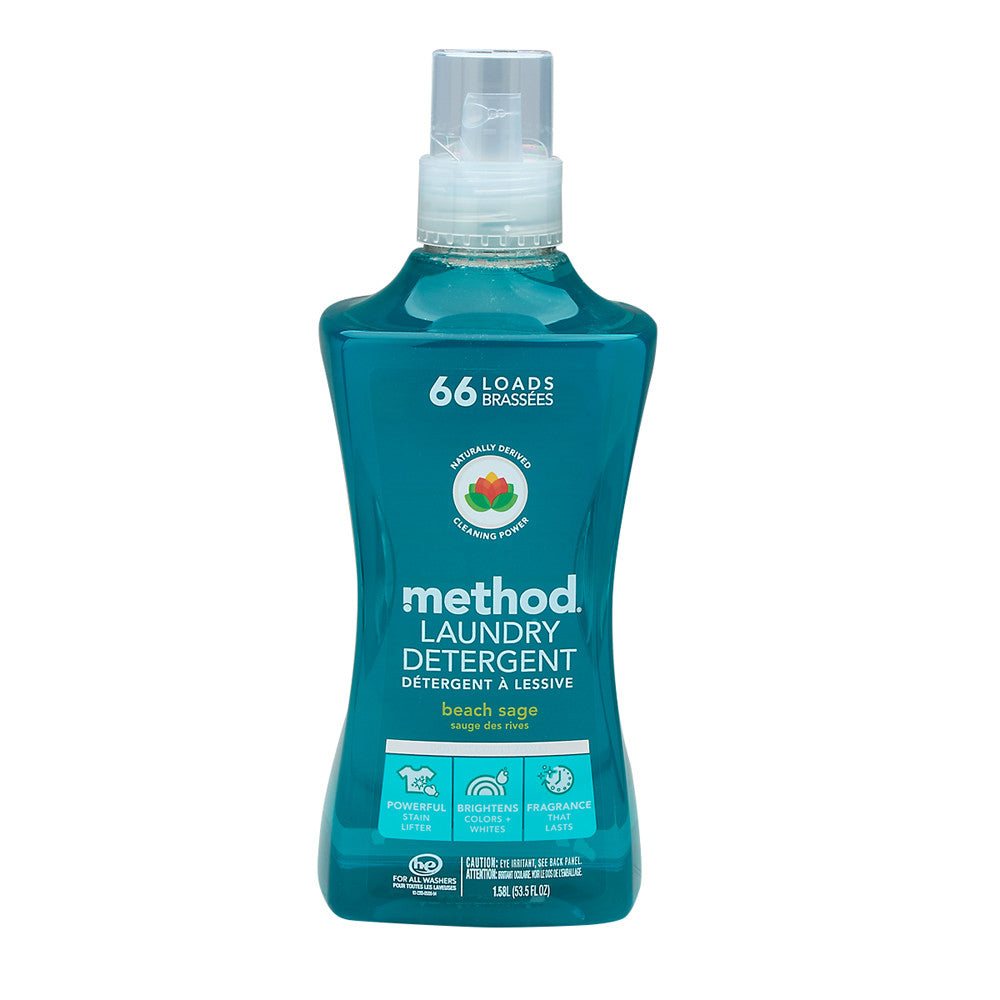 Wholesale Method 4X Laundry Detergent Beach Sage 66 Load 53.5 Oz Bottle- Bulk