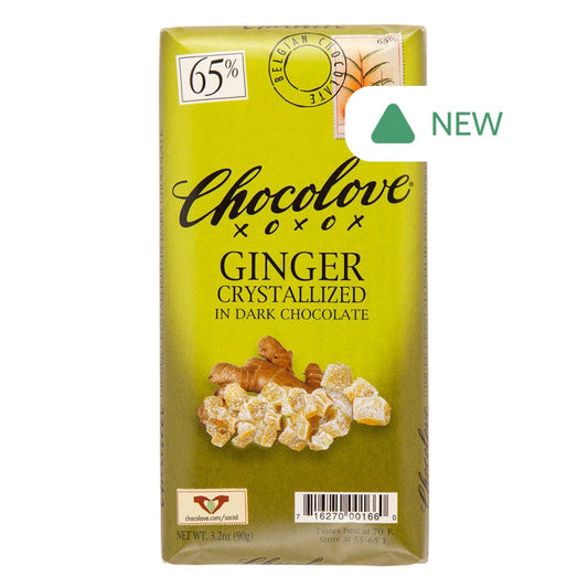 Wholesale Chocolove Crystallized Ginger In 65% Dark Chocolate 3.2 Oz Bar- Bulk