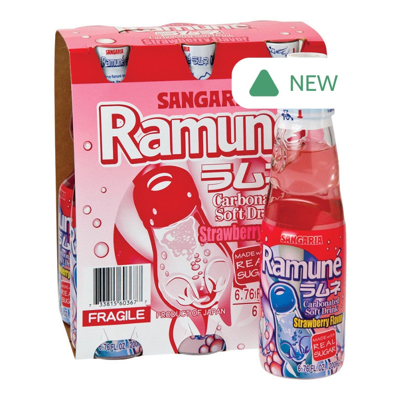 Wholesale Sangaria Ramune Strawberry Soda 6 Pk 6.76 Oz Bottles- Bulk